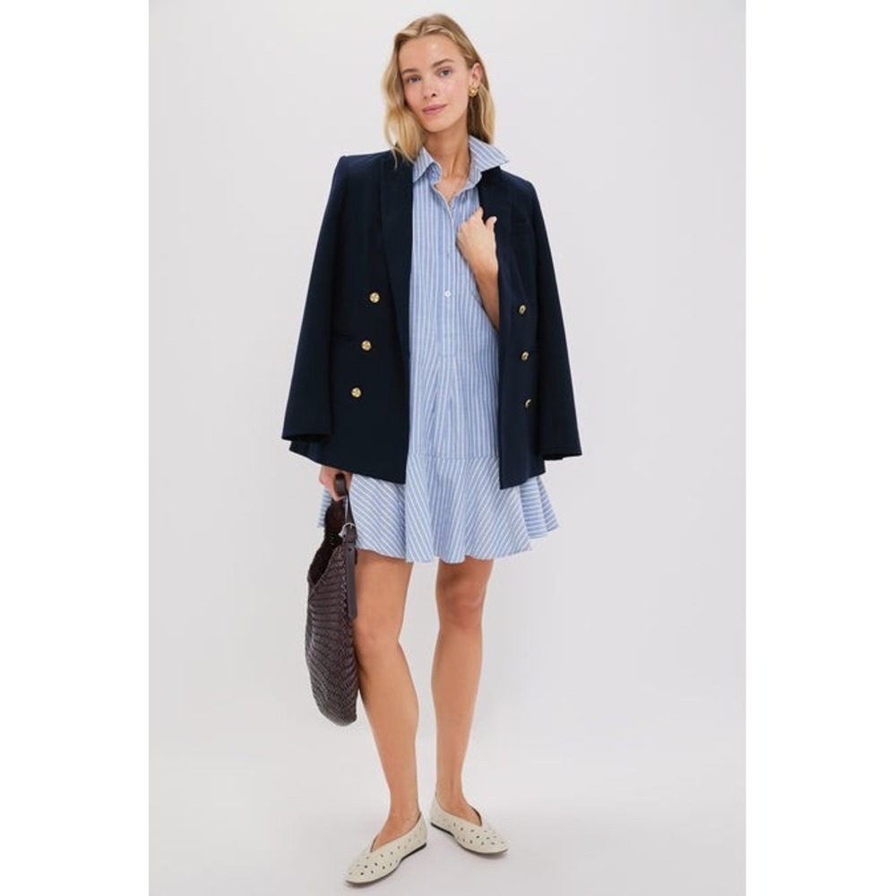 NWT TUCKERNUCK Blue Stripe Callahan Shirt Dress Size Medium Cotton Blend - Picture 3 of 14